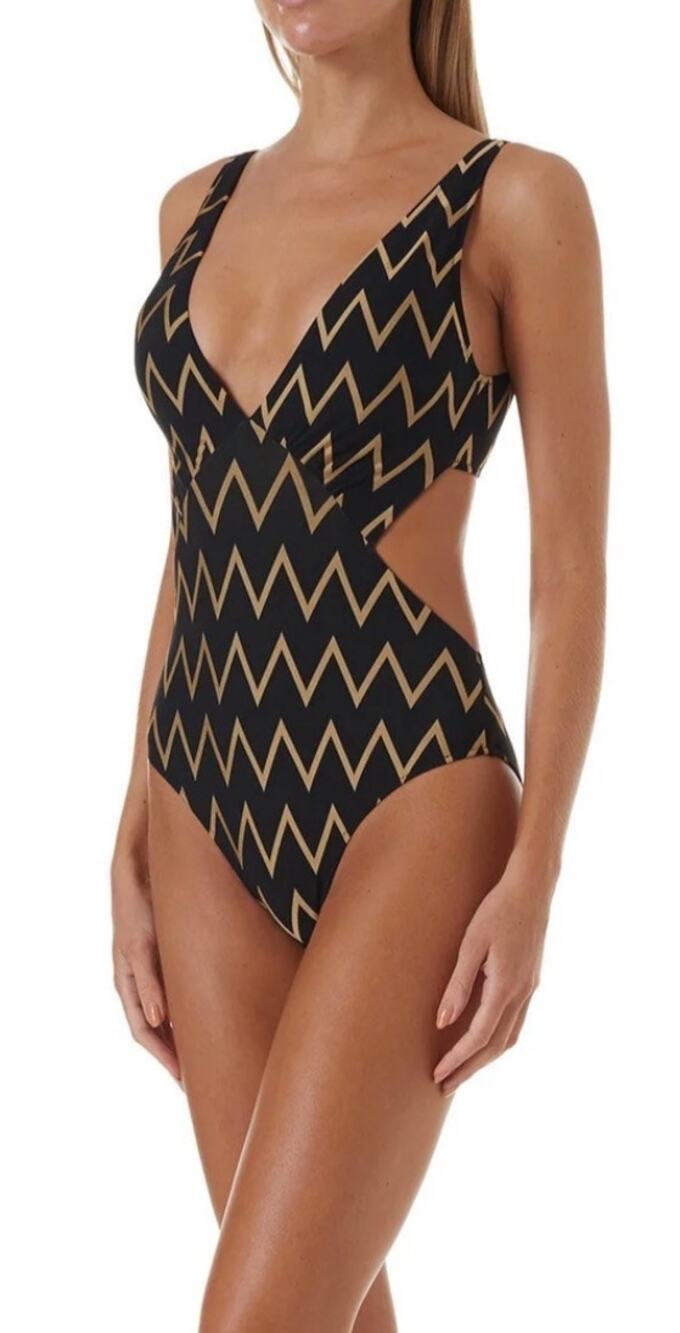 Melissa Odabash Del Mar Zigzag One Piece Swimsuit Sz 6 New